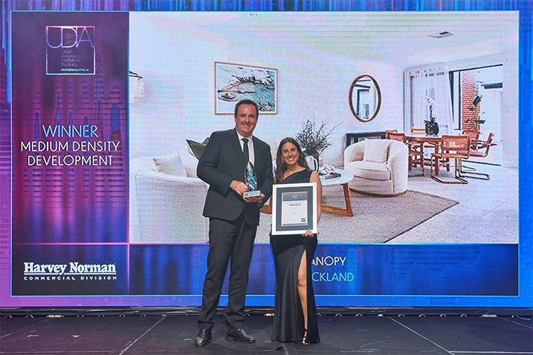 Stockland Canopy project receiving their 2022 UDIA Award for Excellence in Medium Density